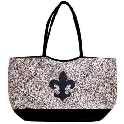 180482-PINK/BLACK CHEETAH DESIGN SHOPPING OR BEACH BAG & BLACK FDL